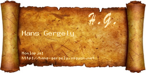 Hans Gergely névjegykártya